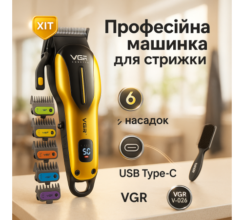 Классная машинка для стрижки волос VGR, Триммер с насадками разной длины, Триммер беспроводной EK-68