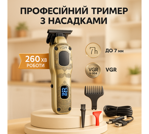 Домашняя машинка аккумуляторная для стрижки волос VGR V-954, Машина для стрижки в домашних условиях GZ-98