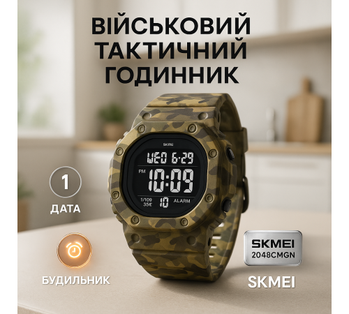 Модний спортивний годинник для активного відпочинку SKMEI 2048CMGN, Стильний армійський годинник SO-17