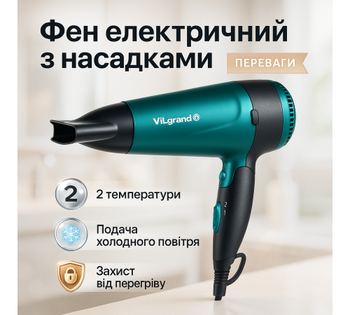 Фен для укладання зачіски, Портативний фен для укладання волосся дому та салону IG-37 за 880 грн