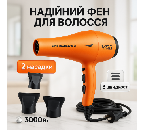 Малошумний фен для укладання волосся, Потужний універсальний фен Сучасний для волосся TZ-46