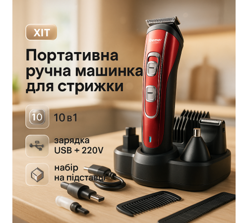 Гострі професійні машинки для стрижки волосся GEMEI, Акумуляторна машинка-тример для стрижки волосся GI-37 за 844 грн
