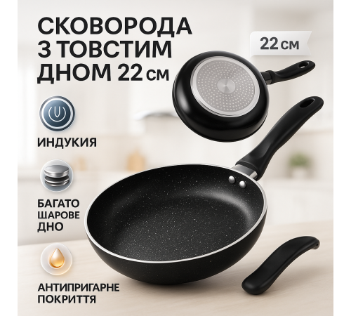 Алюминиевые сковородки с антипригарным открытием UNIQUE, Удобная сковорода для индукционной плиты GZ-14