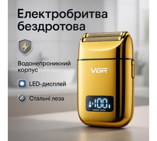 Електробритва для бороды VGR, Электробритва мужская беспроводная, Беспроводная электробритва для бороды UG-55