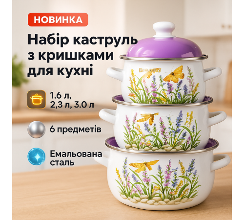 Каструлі посуд для електричних плит, Набір каструль для приготування з кришками, Набір якісних каструль TM-37