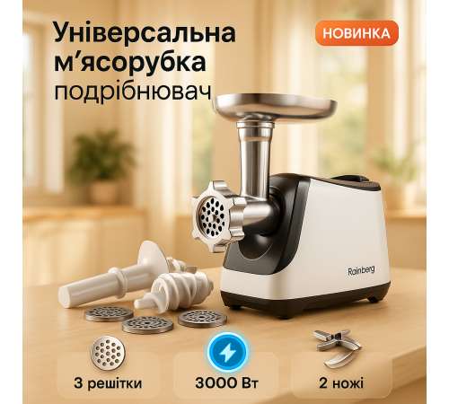 М'ясорубка для м'ясного магазину Rainberg, М'ясорубка компактна 'ясорубки з шинковкою MZ-58