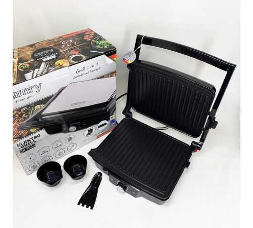 Гриль двухсторонний контактный Camry, Настольный электрогриль для кухни, Гриль барбекю контактный GZ-61