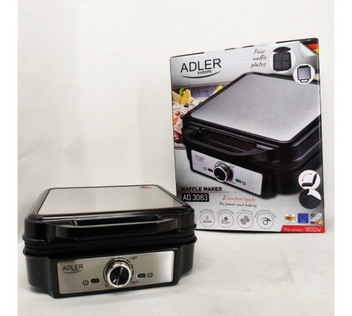 Электрическая вафельница Adler AD 3083 с антипригарным покрытием, регулировкой температуры и 1800Вт ZR-14