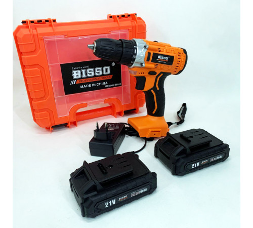 Шуруповерт на аккумуляторе с насадками BISSO B6008 21V, Фирменный шуруповерт беспроводной XT-34