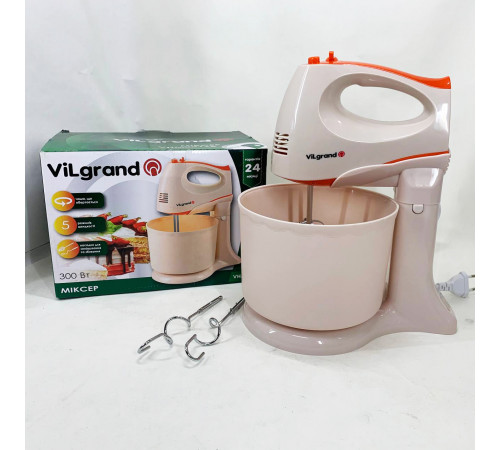 Миксер с высокой мощностью ViLgrand VHM3017B 300 Вт, Миксер с двумя венчиками для теста на кекс WP-42
