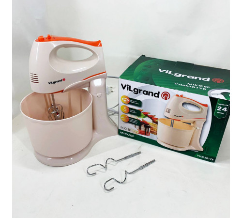 Миксер с высокой мощностью ViLgrand VHM3017B 300 Вт, Миксер с двумя венчиками для теста на кекс WP-42