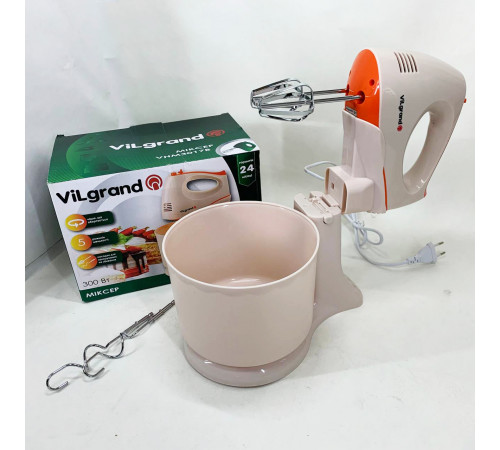 Миксер с высокой мощностью ViLgrand VHM3017B 300 Вт, Миксер с двумя венчиками для теста на кекс WP-42
