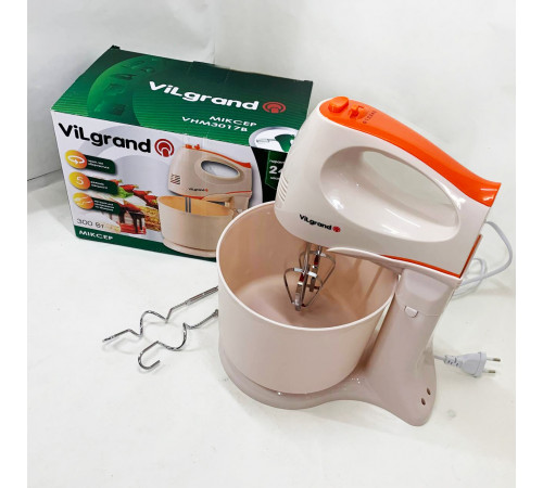 Миксер с высокой мощностью ViLgrand VHM3017B 300 Вт, Миксер с двумя венчиками для теста на кекс WP-42