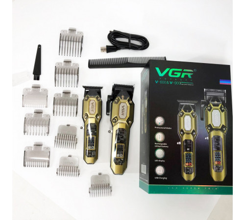 Машинка для стрижки с мощным аккумулятором VGR 2 в 1 VGR V-600 V-900, Мужской триммер для окантовки VE-83