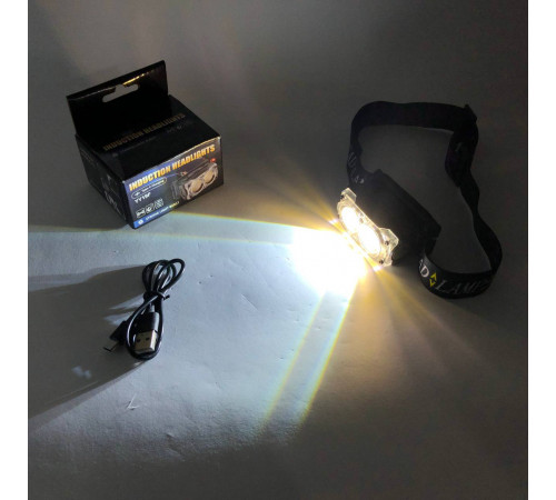 Led фонарь на голову YY-19F-2XPE(white)+2COB(yellow), Налобный фонарь с удобным ремешком для головы EF-76