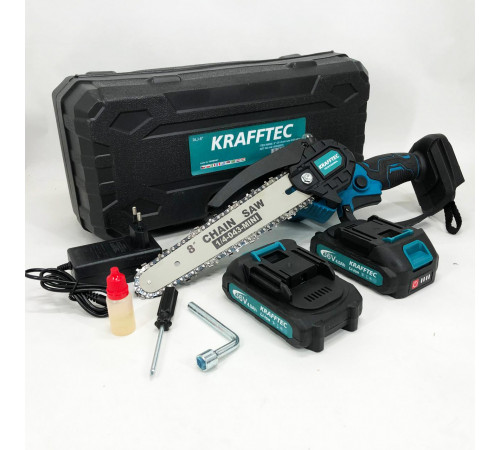 Пила цепная компактная Krafftec 20 см, Пила на аккумуляторе для заготовки дров, Аккамуляторная минипила HS-58