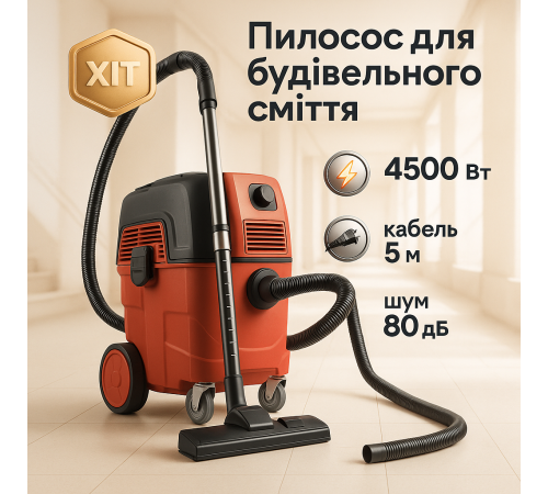 Промышленный пылесос для уборки 4500Вт 35л Boxer BX-113 для строительной пыли YU-88