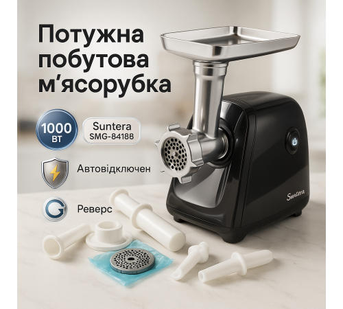 М'ясорубка професійна Suntera SMG-5418B 1800 Вт, Електрична м'ясорубка насадка для приготування ковбас XB-98