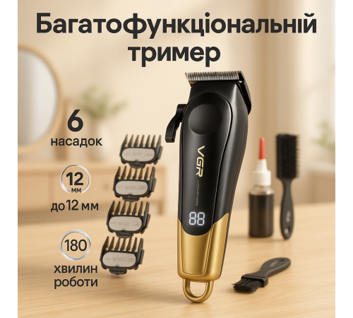 Триммер для самостоятельной стрижки волос VGR V-662, Домашняя машинка аккумуляторная для стрижки волос HZ-90