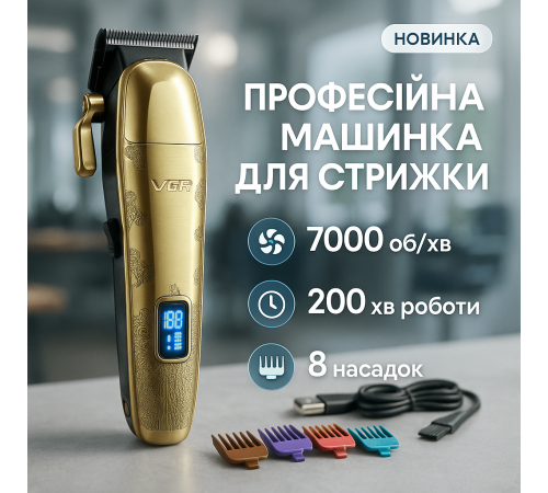 Професійна машинка для стрижки з насадками VGR, Професійна машинка для стрижки голови RA-29