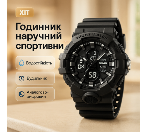 Годинник наручний електронний для хлопця SKMEI 2117BK, Спортивний чоловічий годинник зручний AT-39