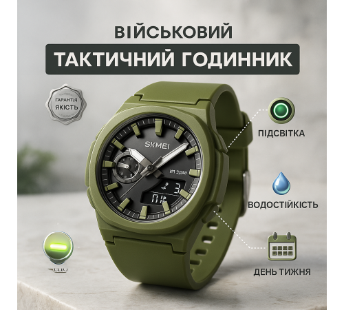 Часы военные с официальной гарантией SKMEI, Водонепроницаемые часы для рыбалки армейские для зсу CX-60