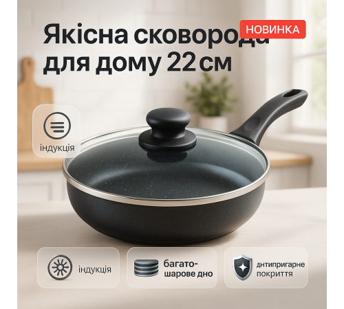 Сковородок для газовой плиты, Сковорода универсальная для дома, Сковорода с алюминиевым корпусом HC-64