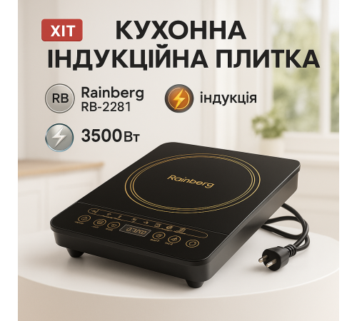 Мощная настольная плита для дома Rainberg, Портативная плита для кухни готовки пищи BR-97