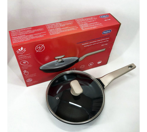 Сковорода с антипригарным покрытием внутренней поверхности Magio MG-1166 24 см, Сковорода для повара ME-52