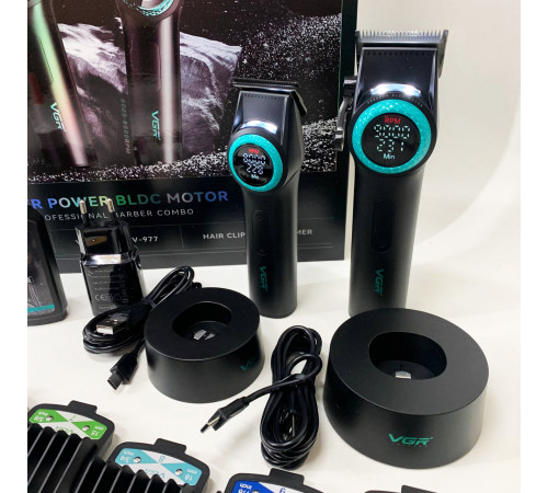 Домашняя машинка аккумуляторная для стрижки волос VGR 2 в 1 V-001 V-977 BLACK, Триммер для висков SG-34