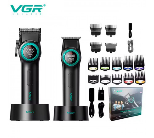 Домашняя машинка аккумуляторная для стрижки волос VGR 2 в 1 V-001 V-977 BLACK, Триммер для висков SG-34