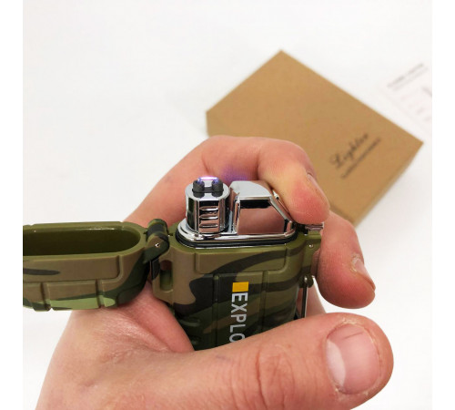 Подарочная зажигалка электроимпульсная EXPLORER, Подарок другу зажигалка Стильная в подарок ZA-19