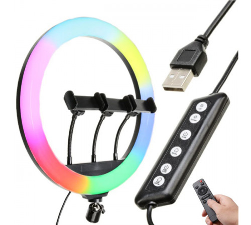 Лампочка кольцевая RGB, Светодиодное кольцо для любителей селфи, Кольцевая лампа для блогеров тик тока EY-47