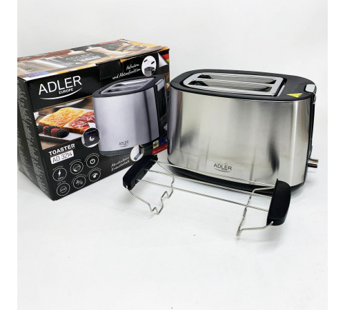 Якісний електричний тостер на 2 скибочки Adler AD 3214 900Вт, Тостер для підсмажування тостів UP-71