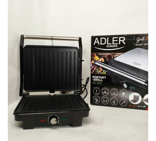 Настольный гриль с прижимом Adler AD 3051 2800Вт, Гриль контактный плоский Кухонный для мяса HB-71
