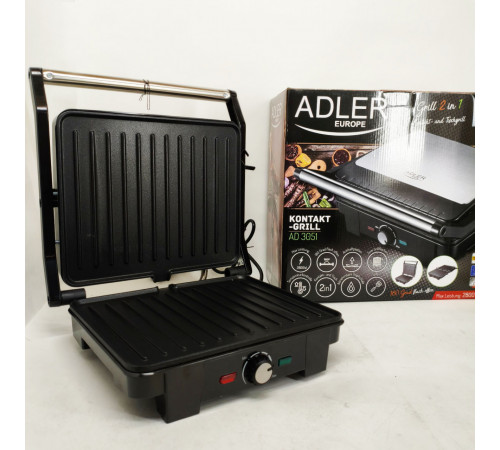 Настольный гриль с прижимом Adler AD 3051 2800Вт, Гриль контактный плоский Кухонный для мяса HB-71