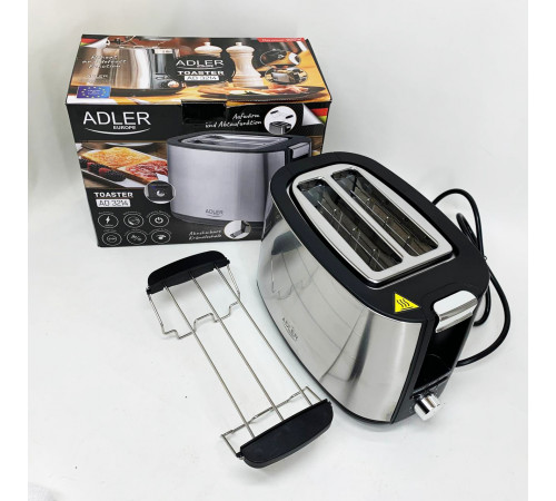 Якісний електричний тостер на 2 скибочки Adler AD 3214 900Вт, Тостер для підсмажування тостів UP-71