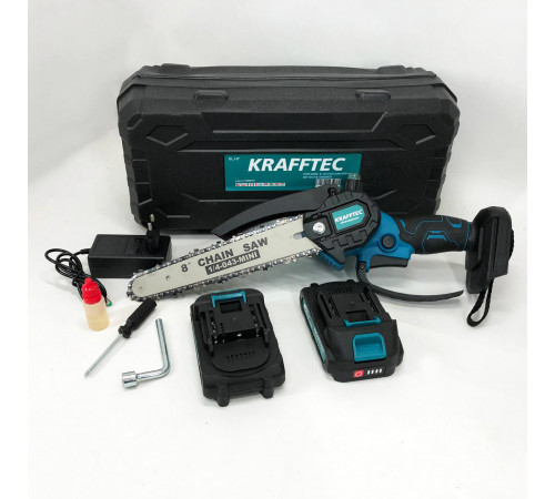 Пила цепная компактная Krafftec 20 см, Пила на аккумуляторе для заготовки дров, Аккамуляторная минипила HS-58