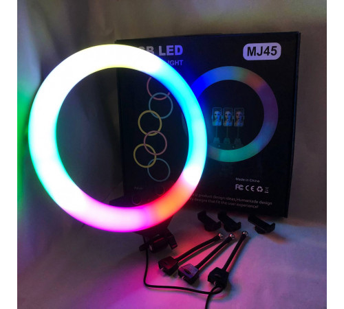 Лампочка кольцевая RGB, Светодиодное кольцо для любителей селфи, Кольцевая лампа для блогеров тик тока EY-47