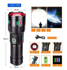 Яркий тактический фонарик NIGHT VISION NV-708, Фонарик на юсб зарядкой для дома, Сверхмощный фонарь лед KU-71