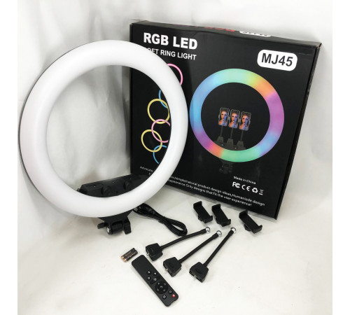 Лампочка кольцевая RGB, Светодиодное кольцо для любителей селфи, Кольцевая лампа для блогеров тик тока EY-47