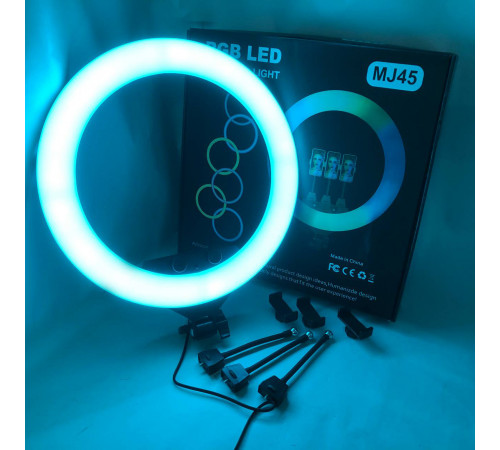 Лампочка кольцевая RGB, Светодиодное кольцо для любителей селфи, Кольцевая лампа для блогеров тик тока EY-47