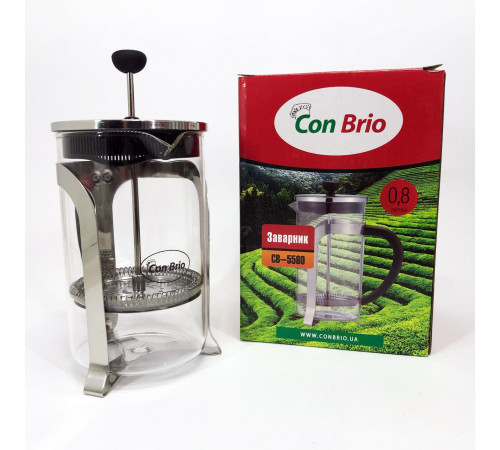 Красиві заварники для чаю Con Brio CB-5580 0.8 л, Френч-прес для кафе Ручний френч прес чаю RY-98 за 605 грн