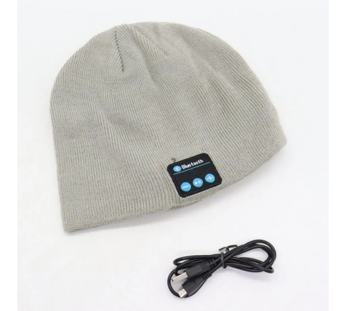 Портативная колонка ШАПКА с bluetooth наушниками SPS Hat BT True. Цвет: серый ME-73