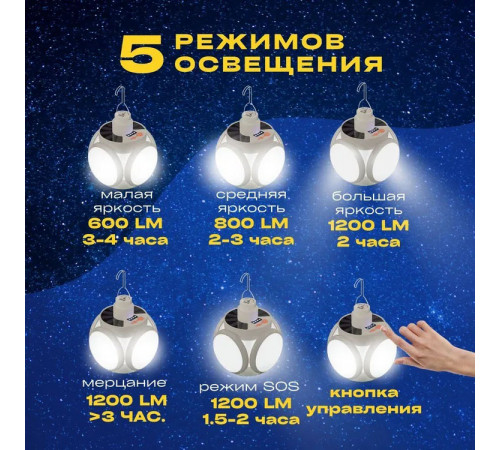 Акумуляторна лампа світильник для кемпінгу BL-2029, Ліхтар з гачком для підвішування AS-58