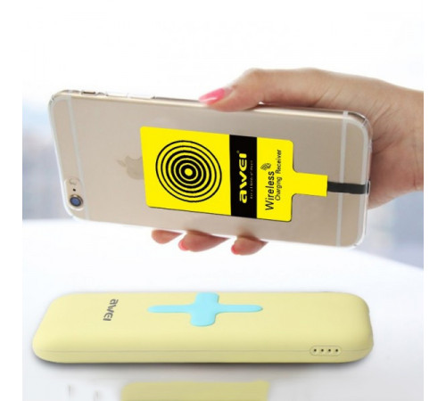 Power Bank AWEI P98K (Беспроводная зарядка) 7000 mAh. Цвет: желтый XJ-85