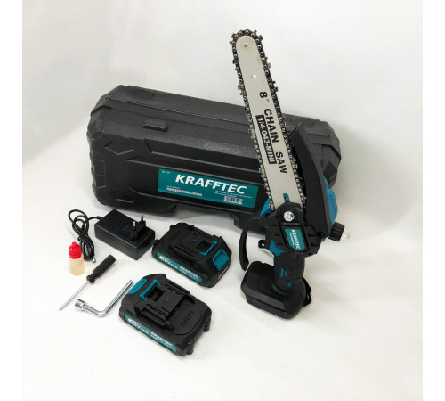 Пила цепная компактная Krafftec 20 см, Пила на аккумуляторе для заготовки дров, Аккамуляторная минипила HS-58