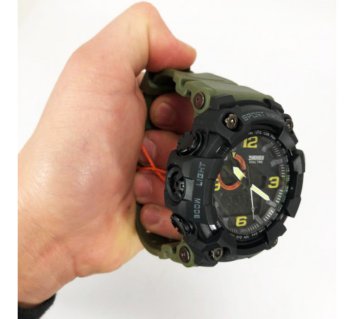 Цифровые часы для активного образа жизни SKMEI 1520AG ARMY GREEN, Оригинальные спортивные часы XK-89