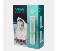 Детская машинка для стрижки VGR V-155 GREEN детей новорожденных бесшумная тихая с насадками 0-12 мм ZB-64