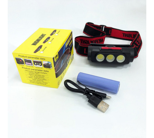 Налобный фонарь для точных работ PLD-2119B-XPE+2COB(white+red), Фонарь для походов на лоб DA-35